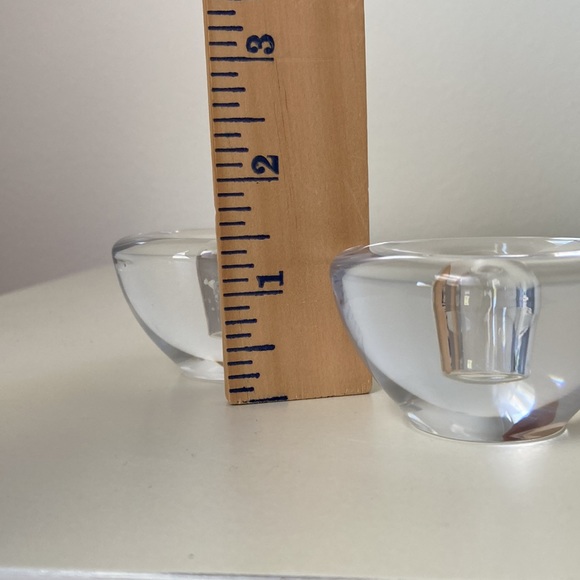 MCM 2 Solid Glass Candlestick Holders Round Clear Glass Numbered Candle Holders - Picture 9 of 12